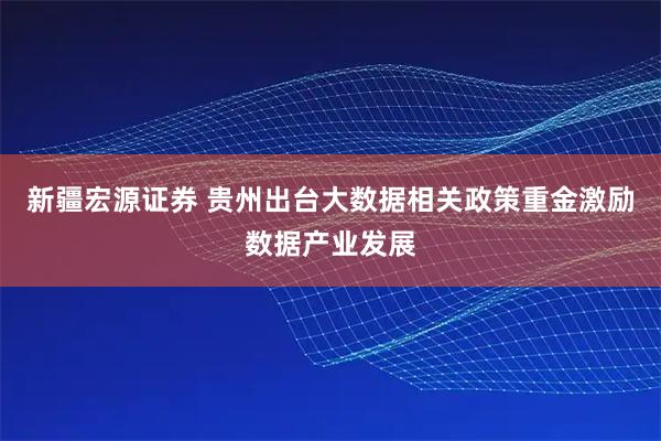 新疆宏源证券 贵州出台大数据相关政策重金激励数据产业发展