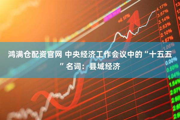 鸿满仓配资官网 中央经济工作会议中的“十五五”名词：县域经济